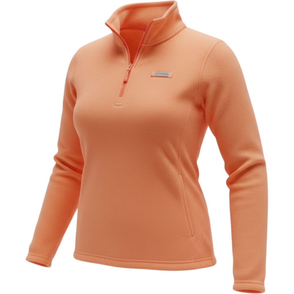 Columbia PFG Glacial IV Half Zip Fleece Pullover Peach Orange Women Small FL9925